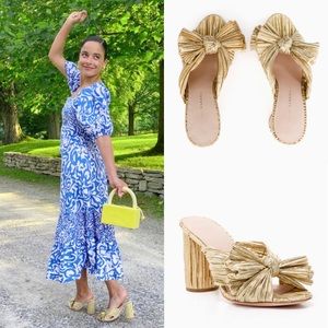 LOEFFLER RANDALL GOLD PENNY KNOT MULES Size 7